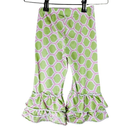Southern Tots Girls Cropped Geometric Ruffled Bottom Pants, 2T - Picture 1 of 5